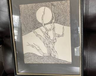 1976 Pen Drawing "Twisted Tree" by Kristie Damson
