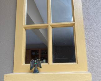 Yellow Window Frame Wall Mirror