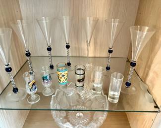 Set of 6 Martini & Rossi Millennium Black/Clear Champagne Flutes