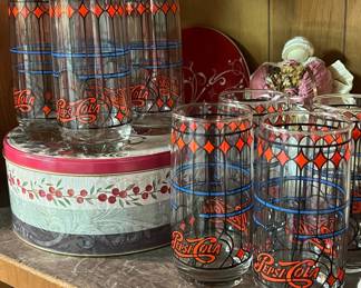 Set of 8 - 1970'S Tiffany Style Pepsi-Cola Glasses