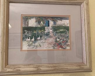 Framed and Matted Country Cottage Art Print by Dawna Barton