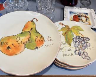 Set of 4 Crate & Barrel Fluted Verona Fruit Plates - Made in Italy