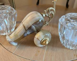 Onyx & Brass Canon Figurine