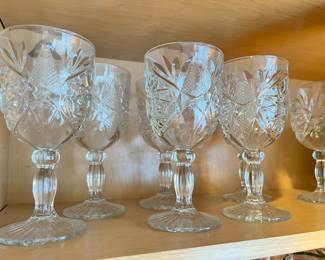 Set of 7 Cut Crystal Goblets