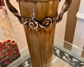 Brown Pottery Handled Vase