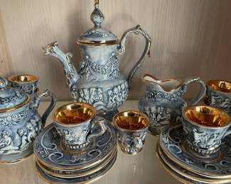 Gilded R.Capodimonte "Cherub & Dragon" Coffee Set