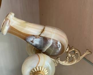 Onyx & Brass Canon Figurine