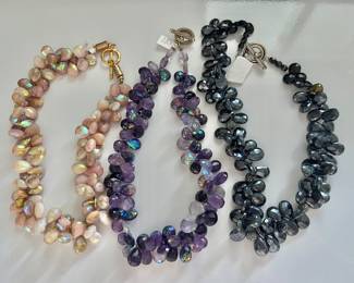 Faceted tear drop necklaces