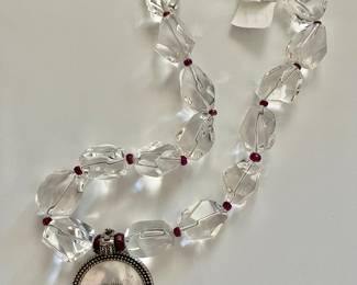 Crystal heart mother of pearl necklace