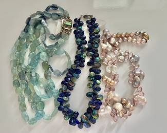 Stone, glass , pearl necklaces