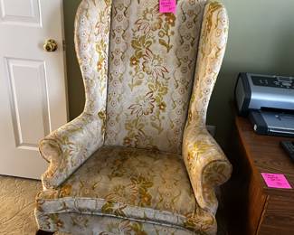 Vintage procade wingback chair
