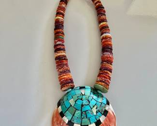 Sponge coral turquoise necklace
