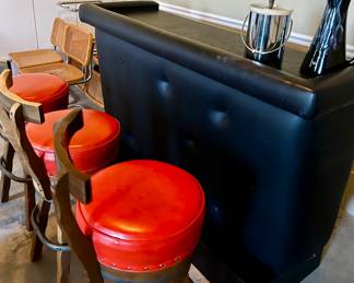 3 oak barrel barstools sold seperately from bar