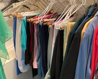 There’s a large assortment of slacks and pants for sale