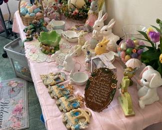 There’s a table full of Easter decorations