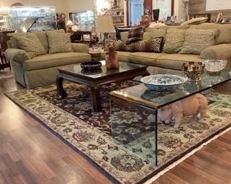 Two piece Bernhardt Sofa/Loveseat, Leon Rosen for Pace Waterfall coffee table