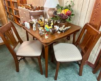 Vintage Wooden Card Table & 4 Chairs