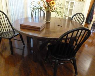 round 6 ft across, dining room table and chairs