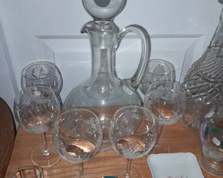 Glass Decanter & Stemware Set