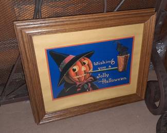 Oversized Halloween Repro Framed Postcard