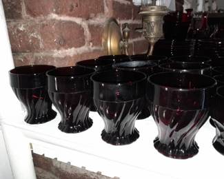 Large Assortment Of Beautiful Cranberry Glass