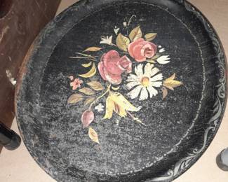 Floral Painted Tin Tray