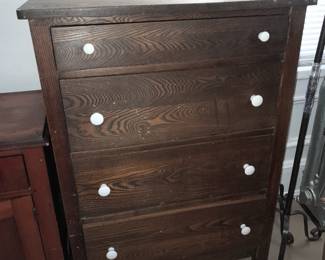 Antique Wooden Dresser W/ White Knobs