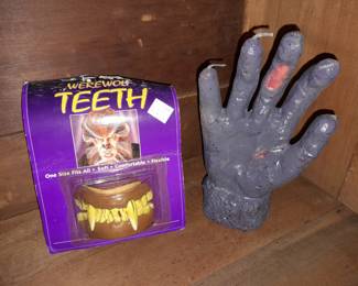 Vintage Sealed Werewolf Teeth & Zombie Hand Candle