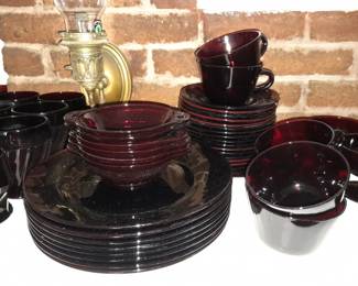 Large Assortment Of Beautiful Cranberry Glass