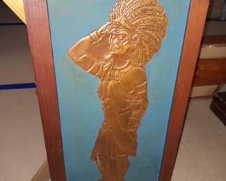 Native American Chief Framed Tin Artwork