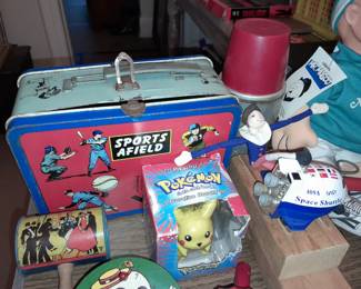 Vintage Sports Afield Lunch Box & Thermos W/ Pikachu Toy