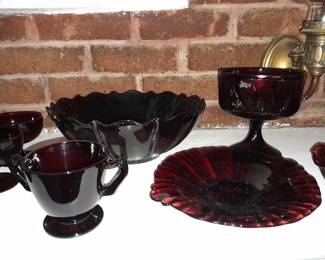 Large Assortment Of Beautiful Cranberry Glass