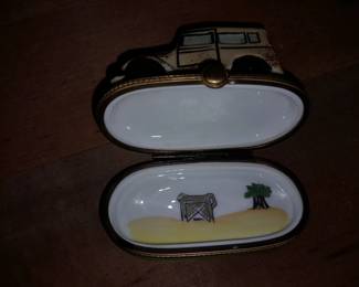 Antique Car Themed Limoges Trinket Box