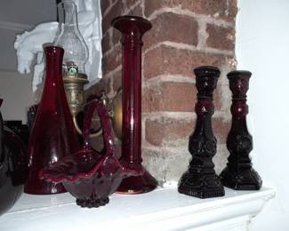 Large Assortment Of Beautiful Cranberry Glass