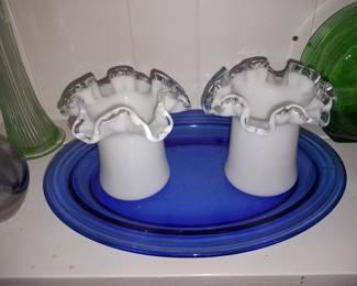 Milk Glass Ruffled Edge Norcrest Vases