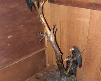 Vintage Vulture Folk Art Statue Created From Mussel Shells