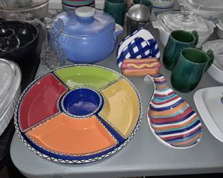 Hot Dog Napkin Holder & Colorful Lazy Susan Snack Dish