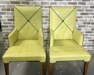 (2) Mid Century Modern High Back Yellow Armchairs