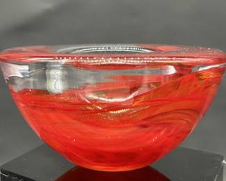 Kosta Boda Blown Art Glass Red Votive, Sweden