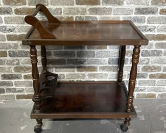 Vintage Wooden Tea / Bar Cart on Castors