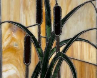 Stained Glass Panel w/ Cattails