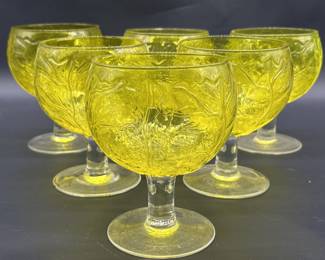 (6) RARE Cabbage Yellow by Secla 20oz Goblets