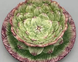 Fitz & Floyd Artichoke Bowl & Plate, from Thailand
