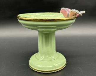 Vintage German Porcelain Bird in Bird Bath Decor