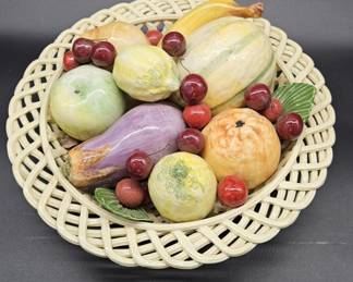 Vtg Bassano Italian Ceramic Lattice Fruit Basket