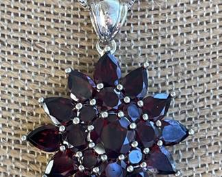 Sterling Silver and Garnet GemStone Necklace