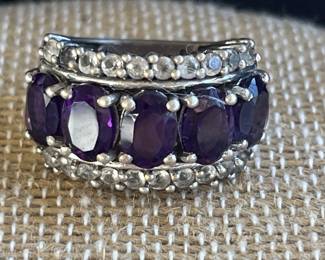 Sterling Silver Ring with Amethyst GemStones