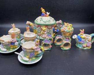 Rabbit Garden Party Springtime Ceramic Tea Set