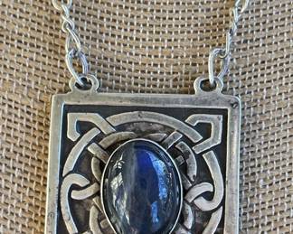 Sterling Silver Necklace w/ Dark Blue Labradorite