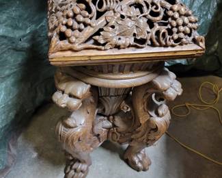 Carved wooden lamp 
